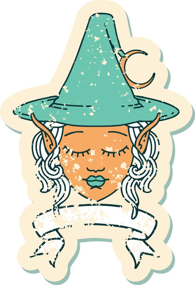 elf mage character face with banner illustration vector