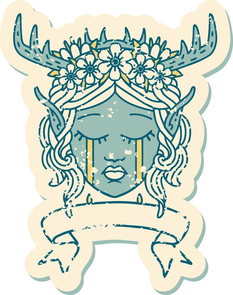 elf druid character face with banner illustration vector
