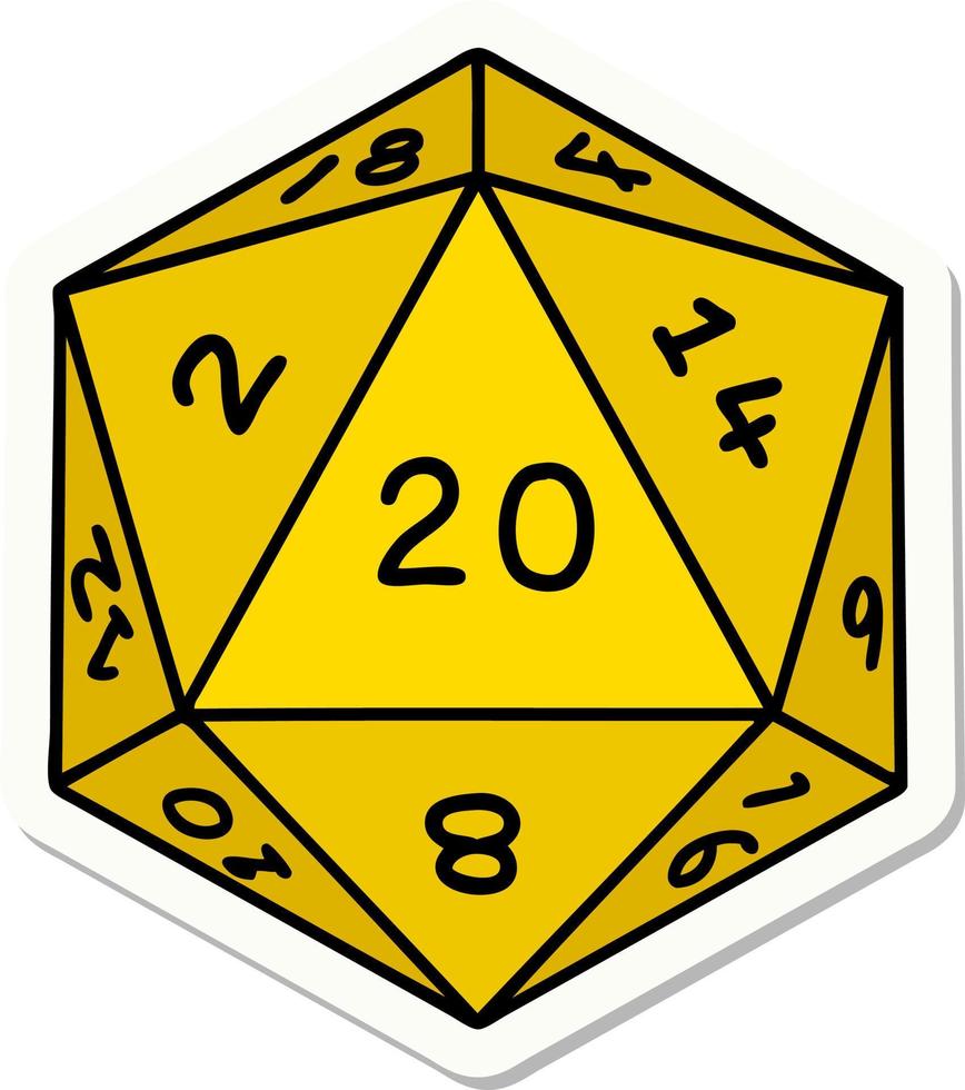 natural 20 D20 dice roll sticker vector