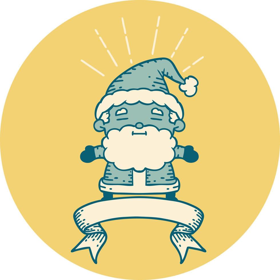 icon of tattoo style santa claus christmas character vector
