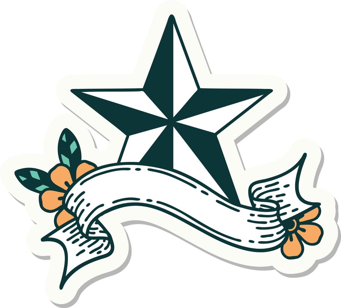 tattoo sticker with banner of a star vector