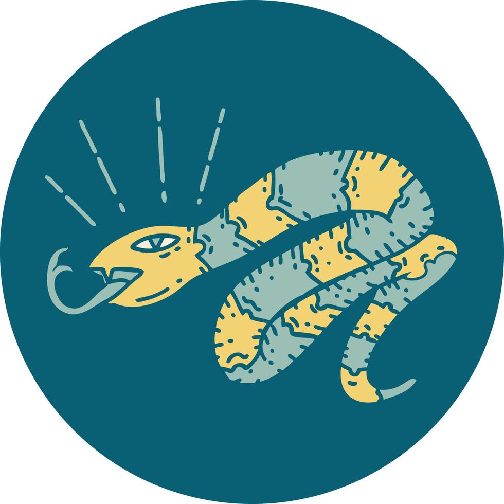 icon of tattoo style hissing snake vector