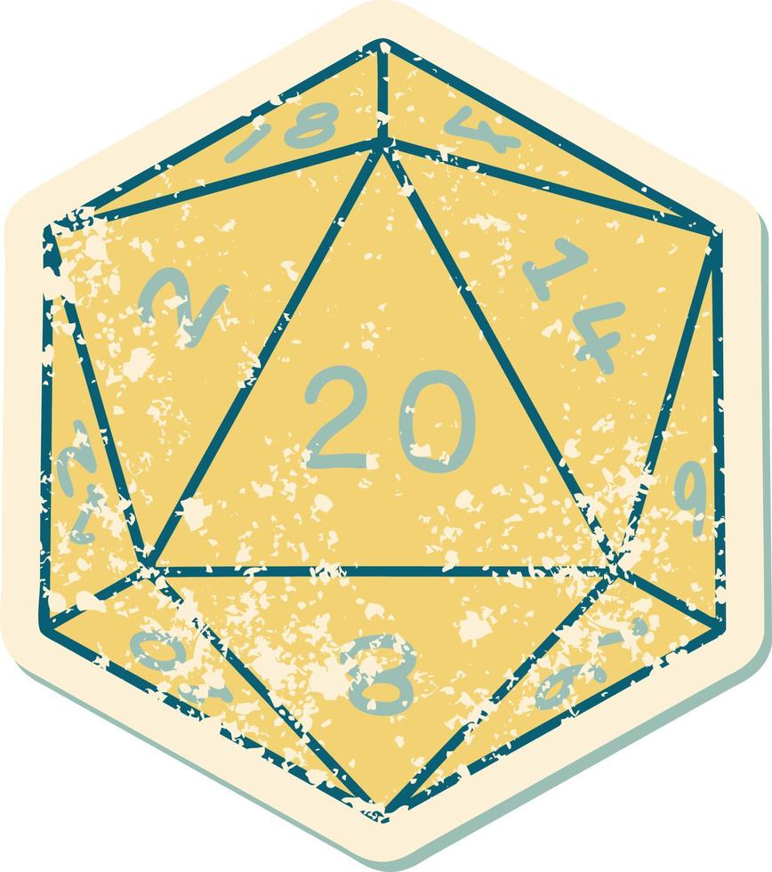 natural 20 D20 dice roll illustration vector