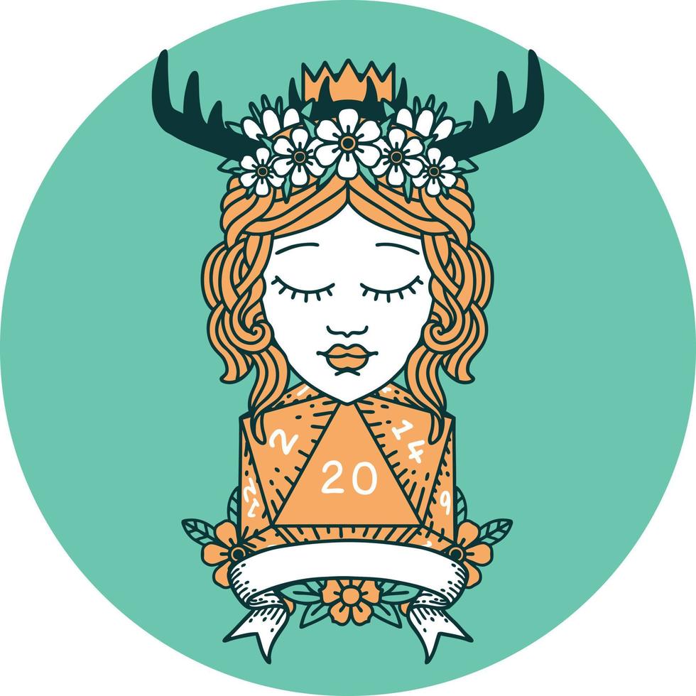 human druid with natural twenty roll icon vector