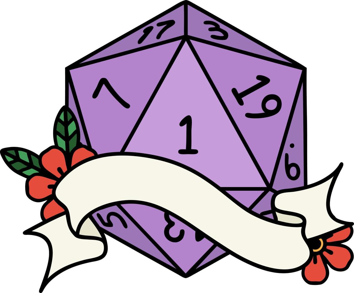 ilustración natural de una tirada de dados d20 vector