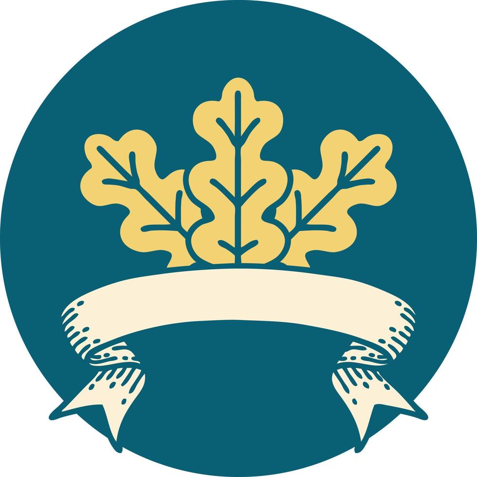 icon with banner of a leaf vector