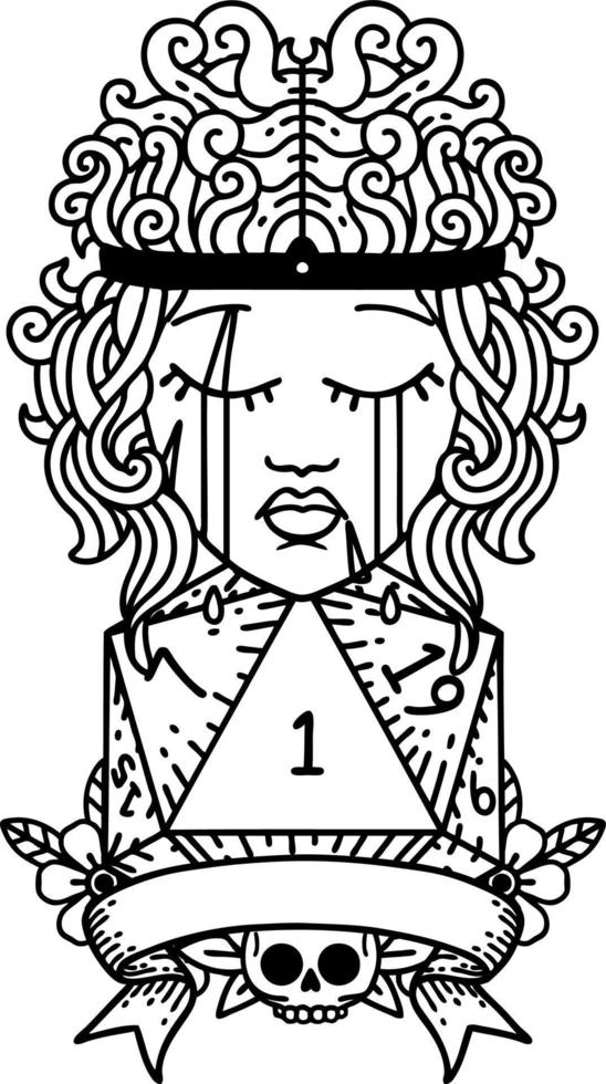 crying human barbarian with natural one roll illustration vector