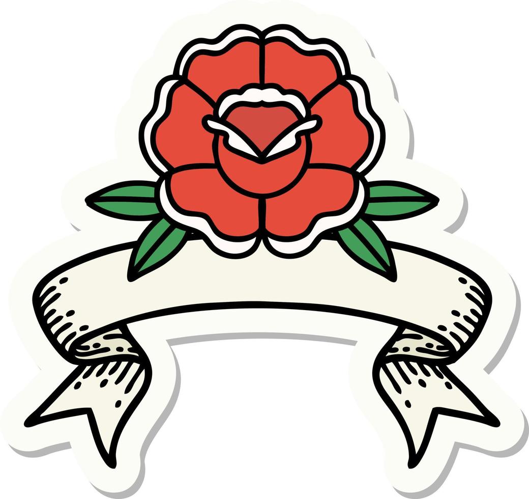 tattoo sticker with banner of a flower vector