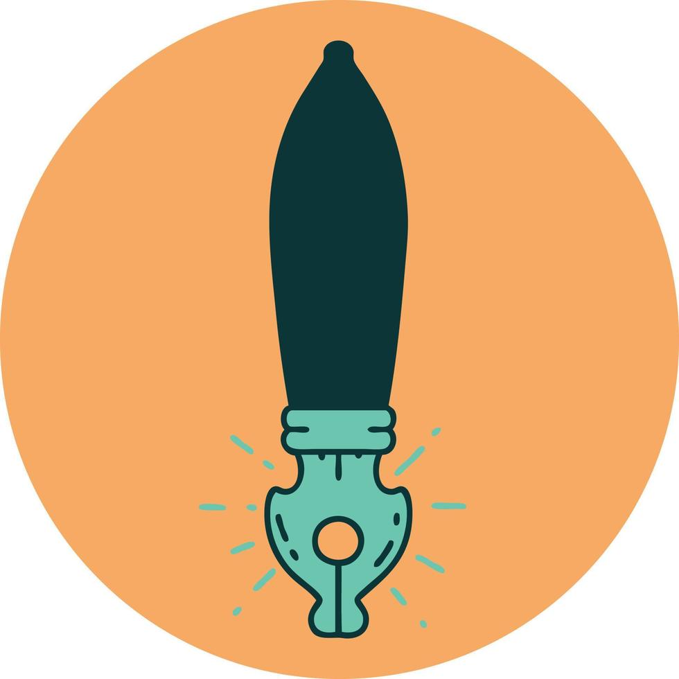 icon of tattoo style fountain pen vector