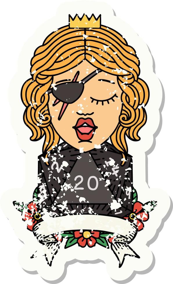human rogue with natural 20 dice roll illustration vector
