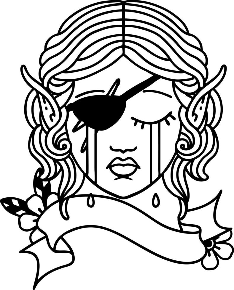 crying elf rogue character face illustration vector