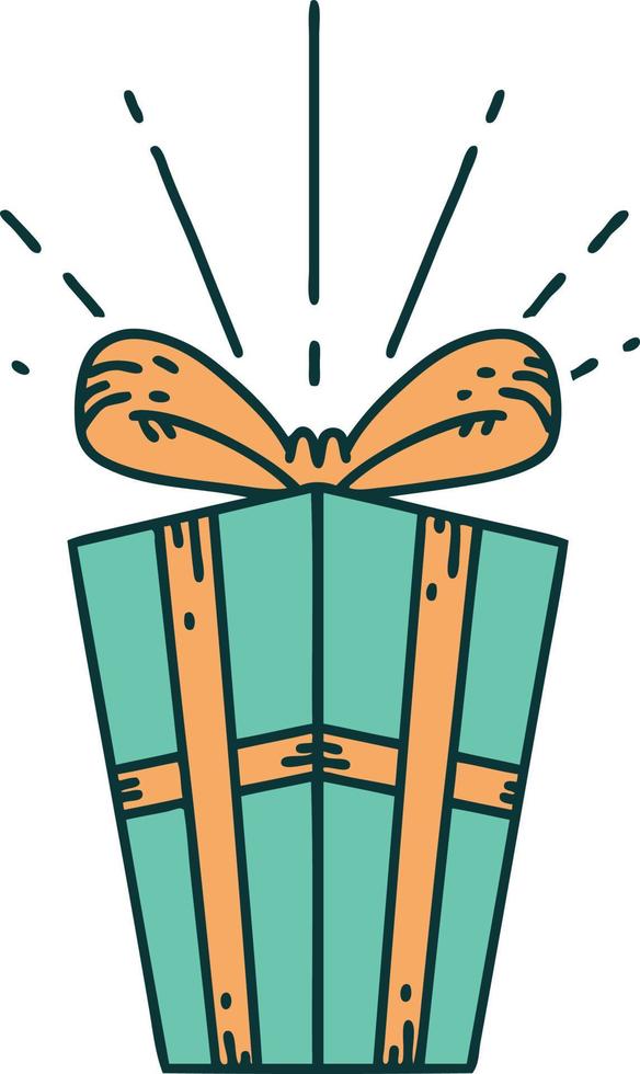 traditional tattoo style christmas present vector