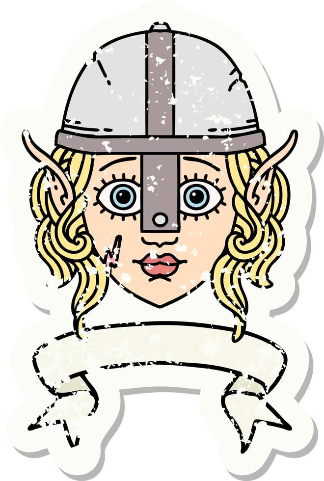 elf fighter character face with banner illustration vector