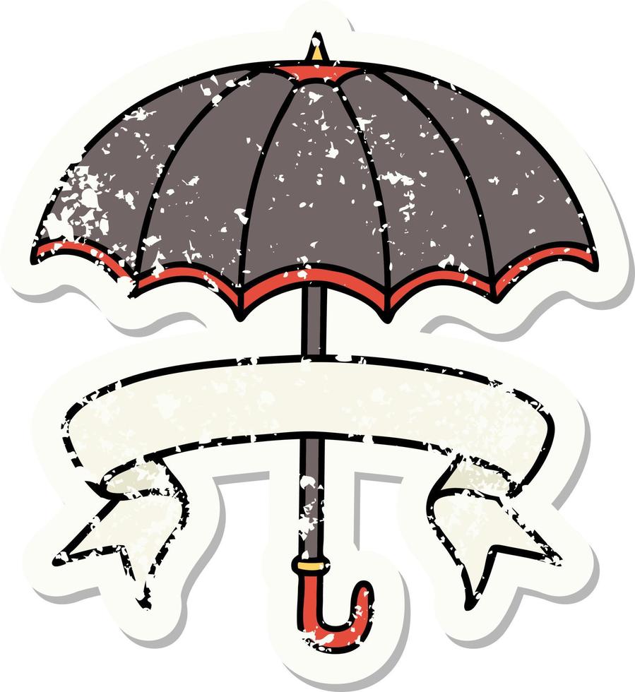 grunge sticker with banner of an umbrella vector