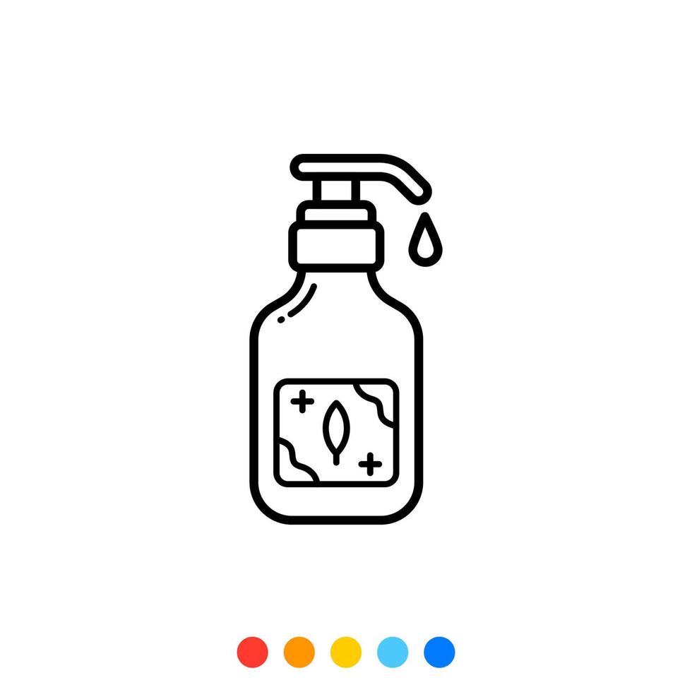 Alcohol gel bottle for washing hands, Icon, Vector and Illustration.