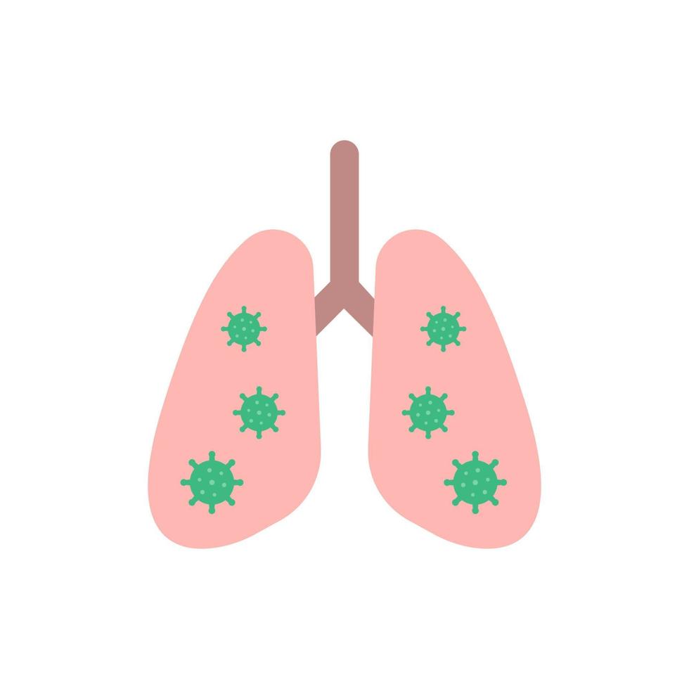 Lungs infected by virus flat design element, Icon, Vector and Illustration.