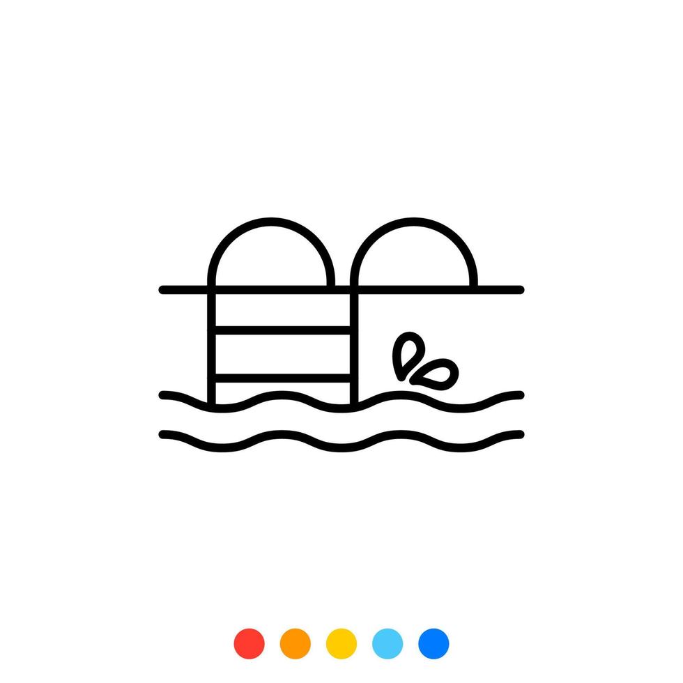 Swimming pool icon, Vector and Illustration.