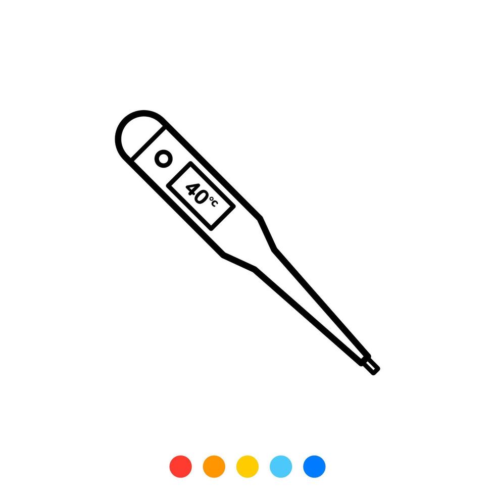 Digital thermometer flat design element, Icon, Vector and Illustration.