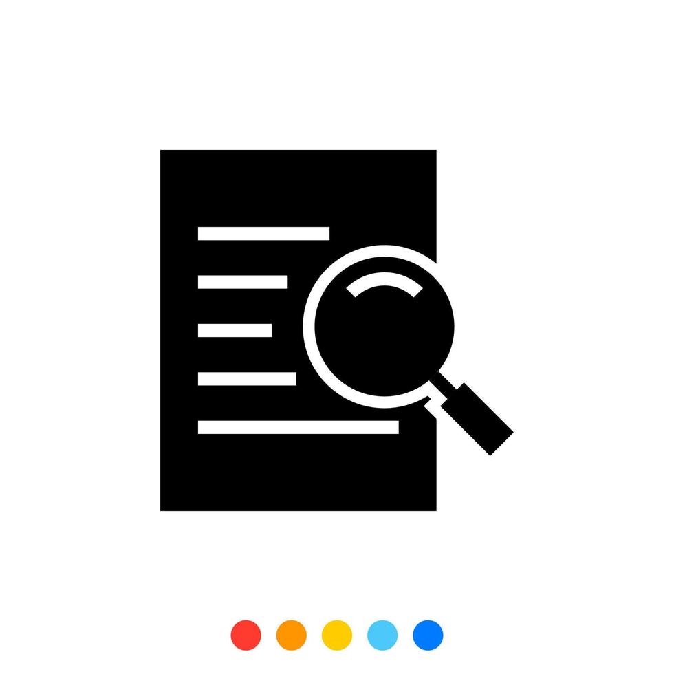 Search Glyph icon, Document searching icon, Vector and Illustration.