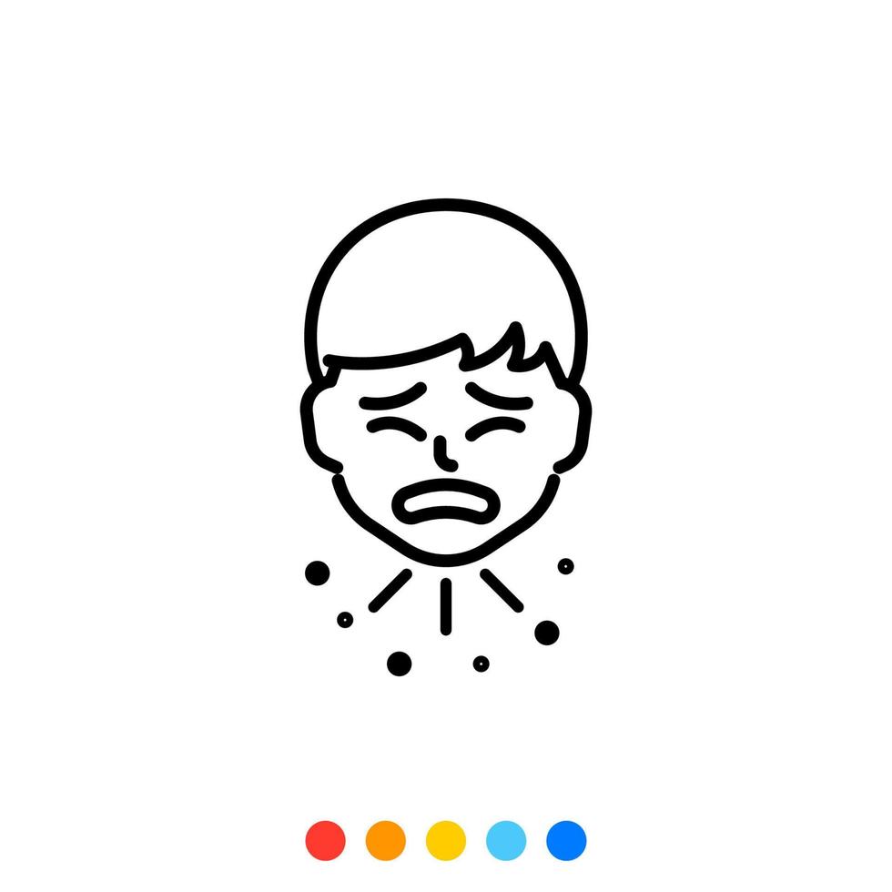 A man who coughs heavily icon, Vector. vector