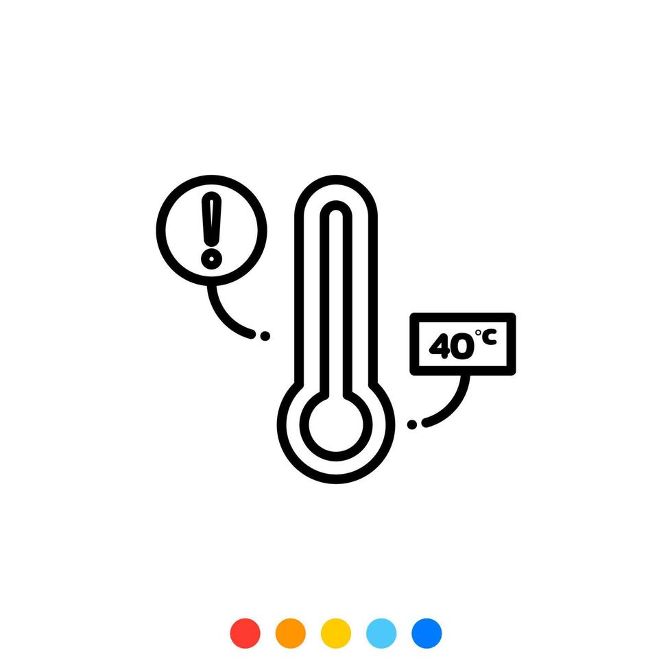 Thermometer Vector Thin line icon.