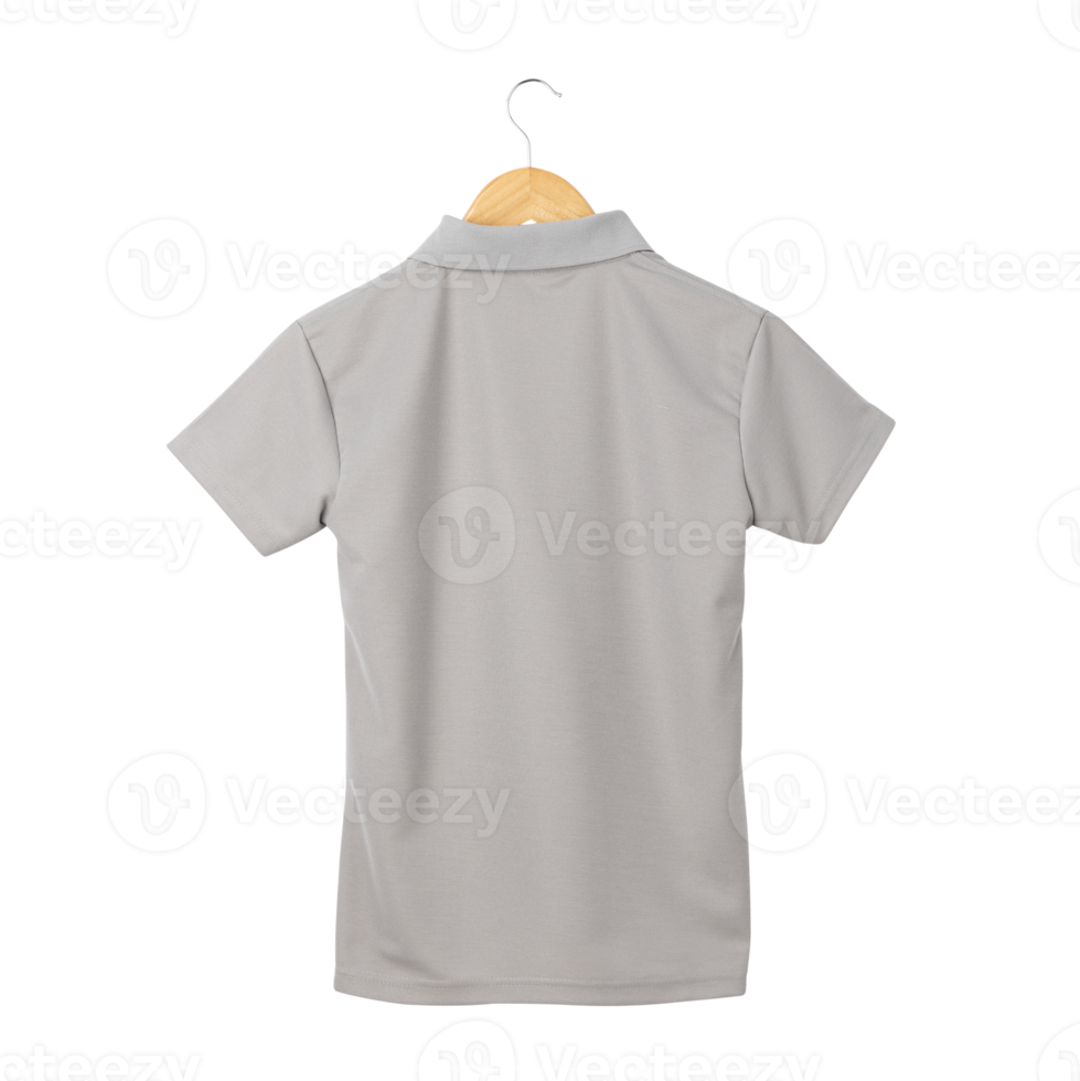 Gray polo shirt mockup hanging, Png file