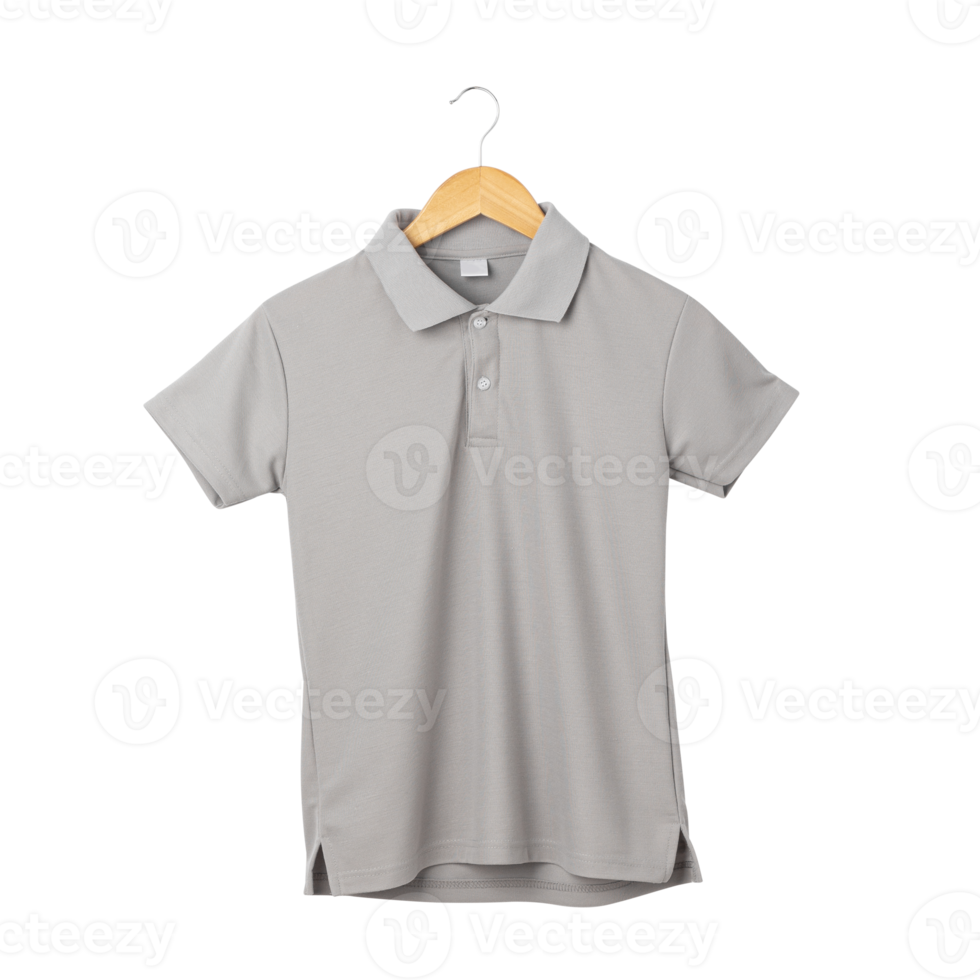 Gray polo shirt mockup hanging, Png file