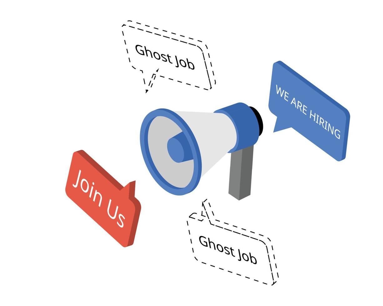 ghost job in recruitment which means no real job open vector