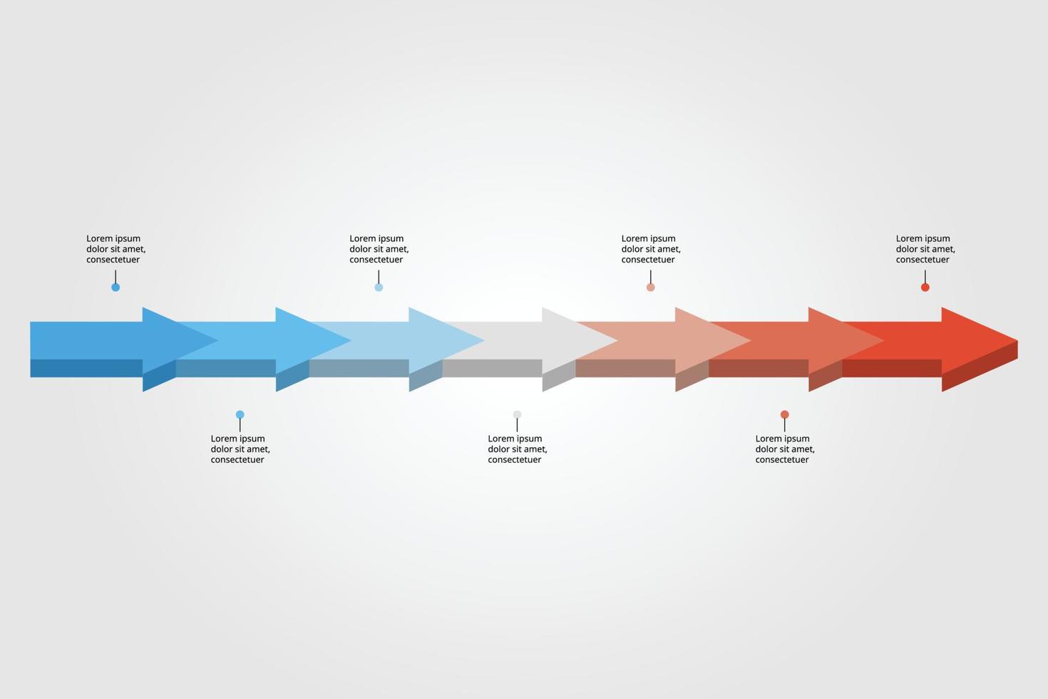 arrow timeline graph chart template for infographic for presentation for 7 element vector