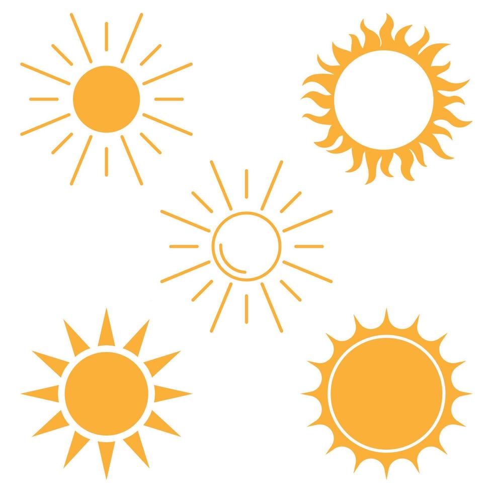 Collection of sun vector illustrations simple silhouettes