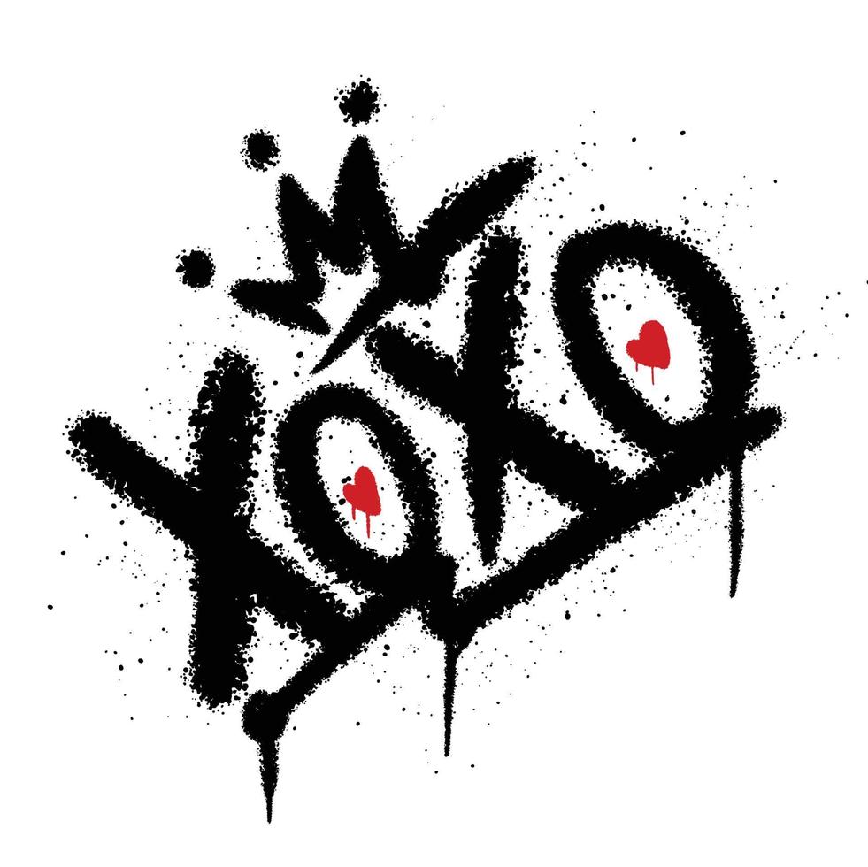 Graffiti spray paint Word Xoxo Isolated Vector Illustration