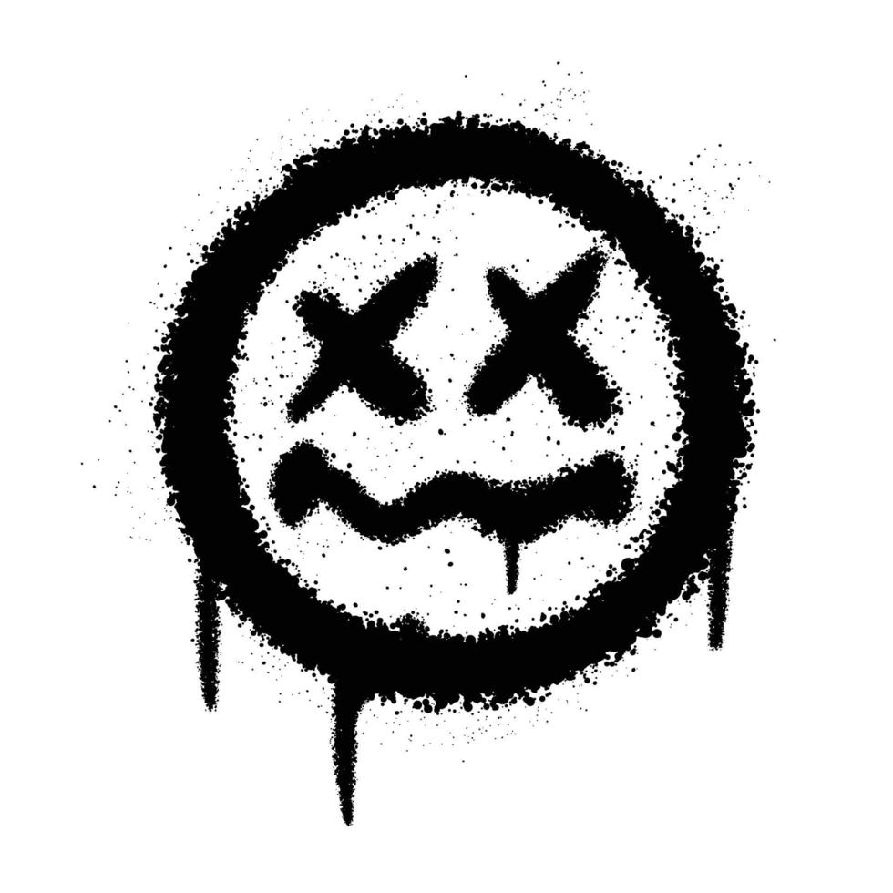 Graffiti Spray Paint Sick Face Emoticon Isolated Vector Illustration