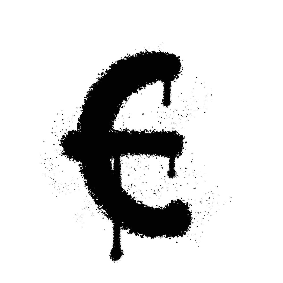 Graffiti Spray Paint Euro Sign Isolated Vector Illustration