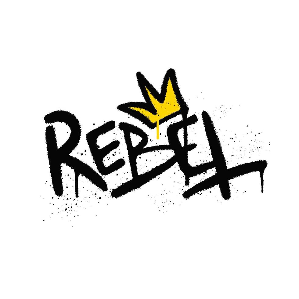 Graffiti spray paint Word Rebel Isolated Vector Illustration