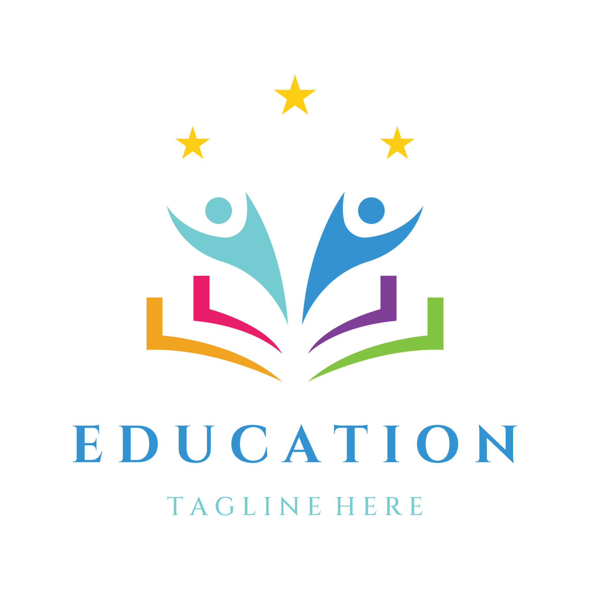 Creative student education logo template design with hat, book, pencil ...