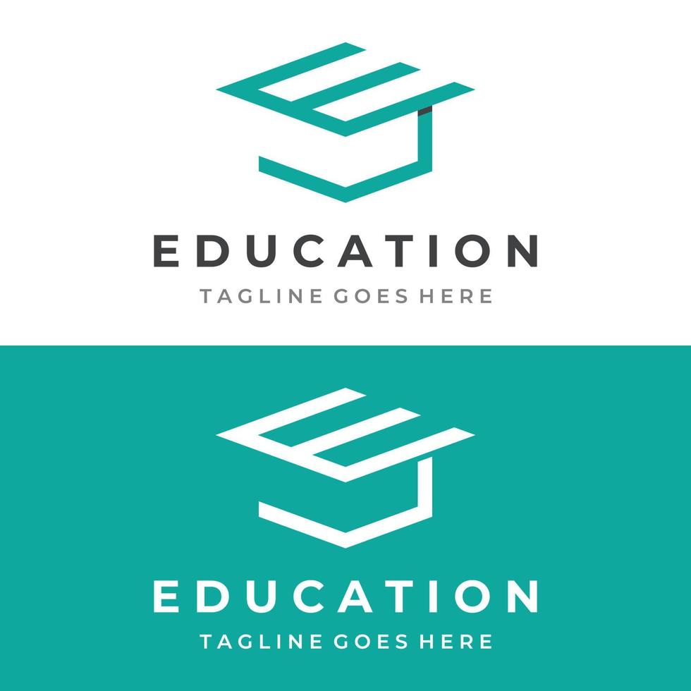 Creative student education logo template design with hat, book, pencil or pen sign.Inspired by graduating students.Logos for universities, colleges of education and schools. vector