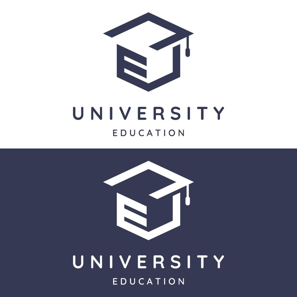 Creative student education logo template design with hat, book, pencil or pen sign.Inspired by graduating students.Logos for universities, colleges of education and schools. vector