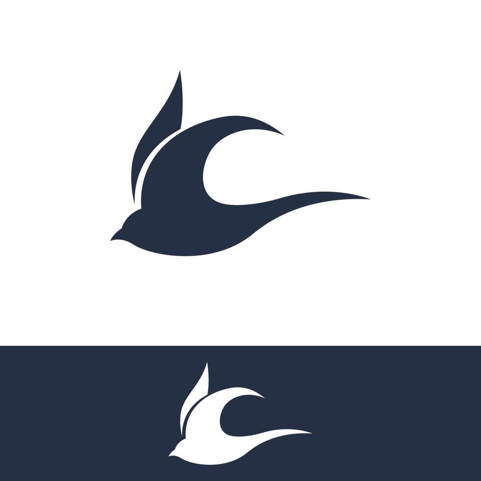 Simple logo template design silhouette of a martin martlet swallow flying hovering. vector