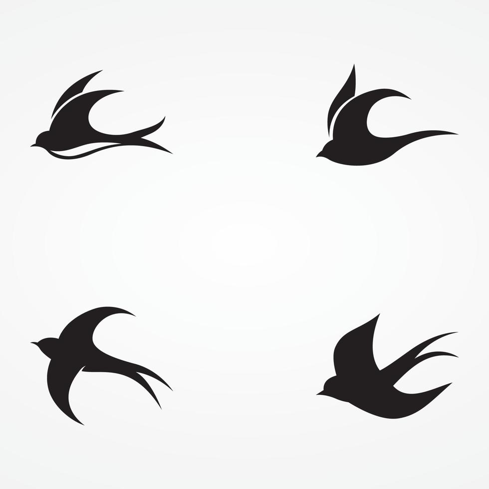 Simple logo template design silhouette of a martin martlet swallow flying hovering. vector