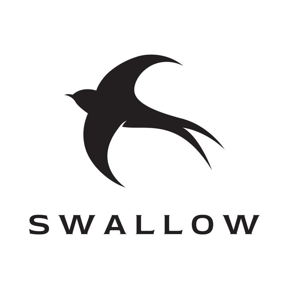 Simple logo template design silhouette of a martin martlet swallow flying hovering. vector