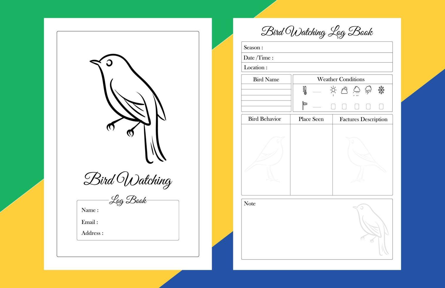 Bird Watching Log Book vector