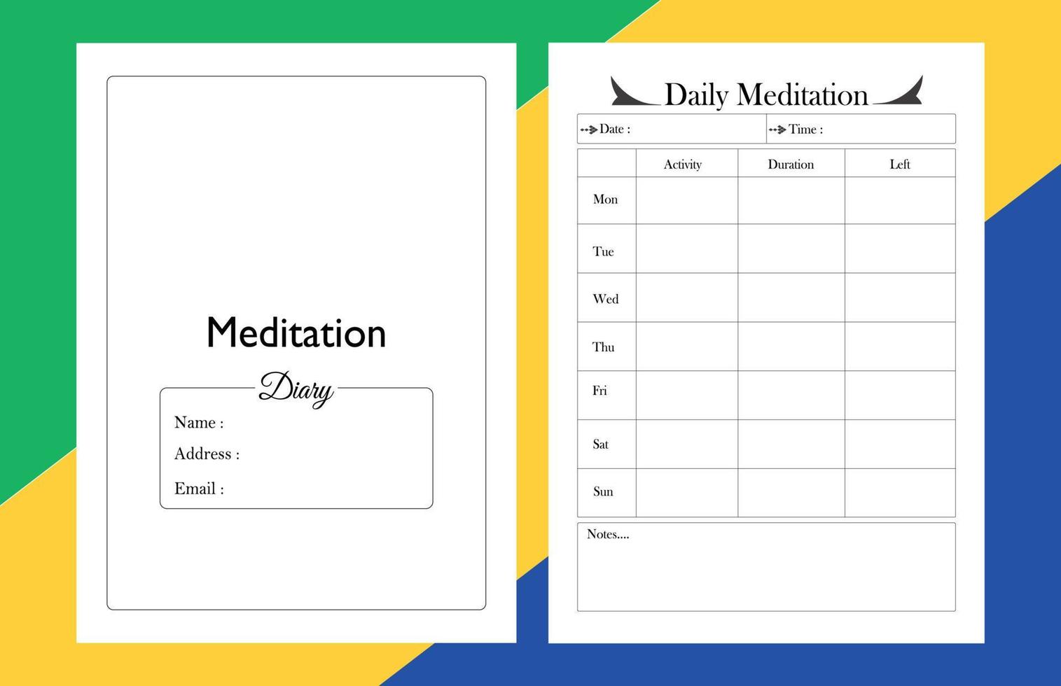 Meditation Diary LogBook vector