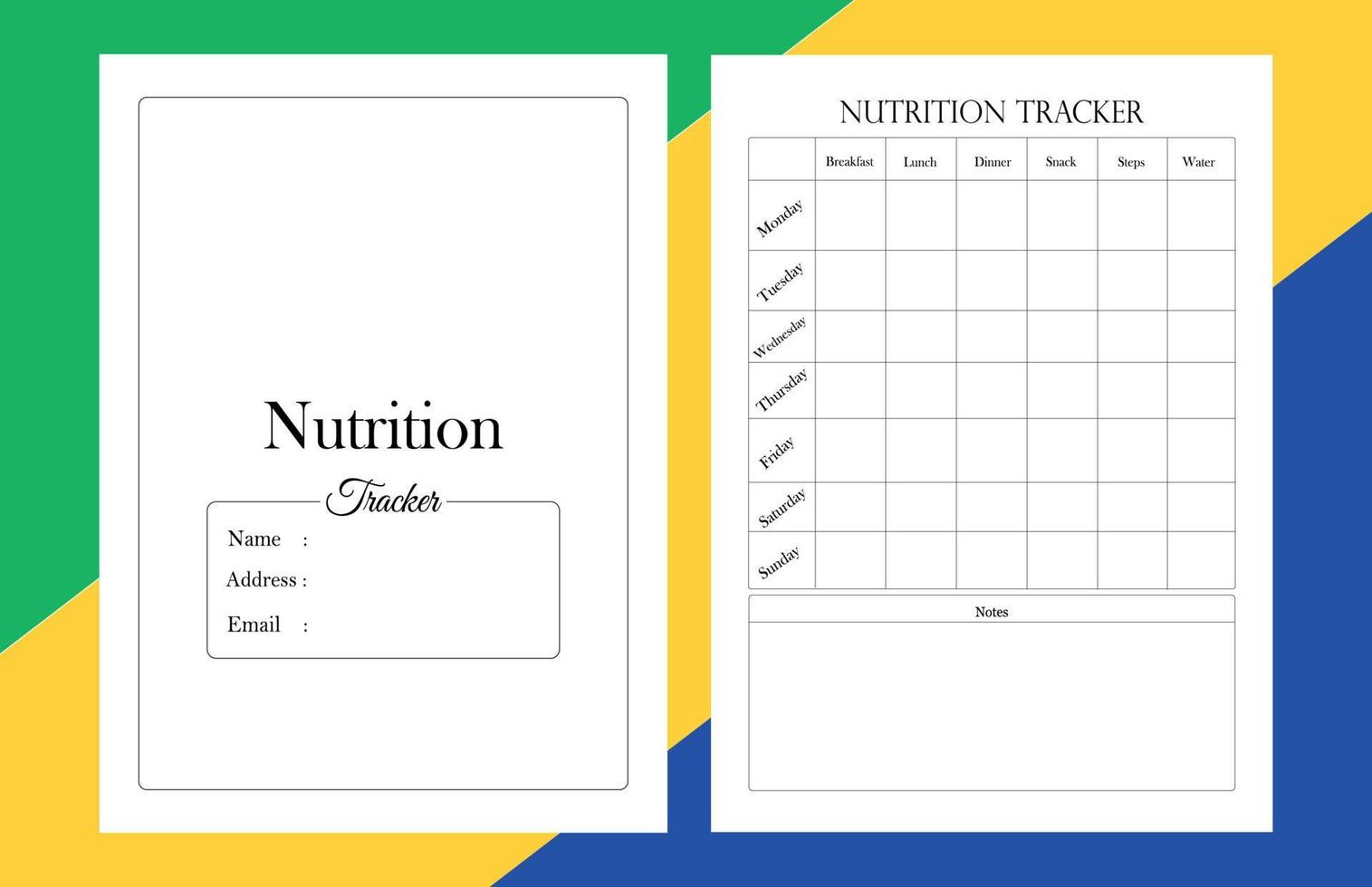 Nutrition Tracker Log Book vector