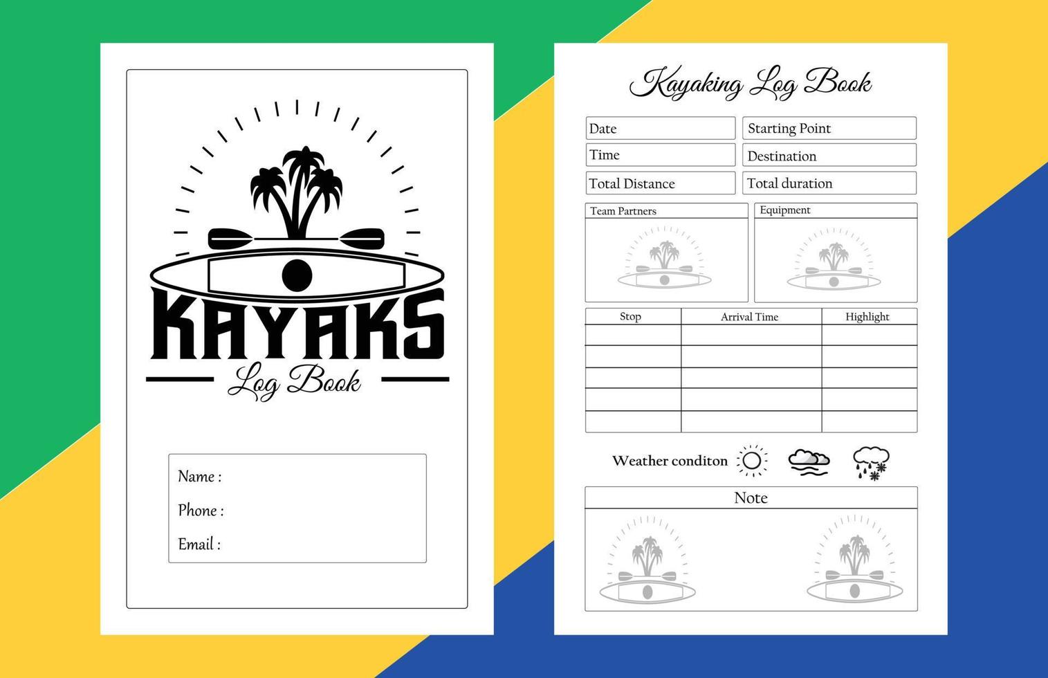 Kayaking Log Book vector