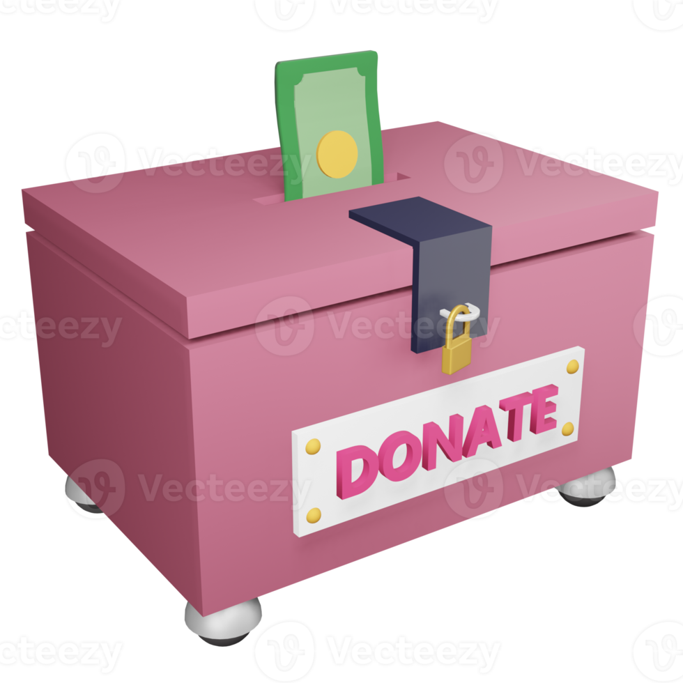 caja de donación de renderizado 3d png