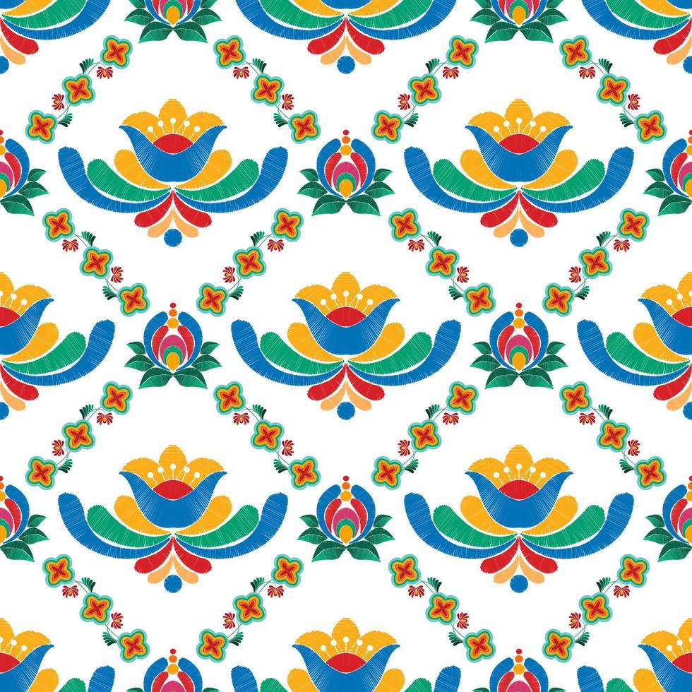 Diseño de decoración del hogar de patrones sin fisuras étnicos ikat. tela azteca alfombra boho mandalas textil decorar papel tapiz. motivo nativo tribal bordado tradicional vector fondo ilustrado