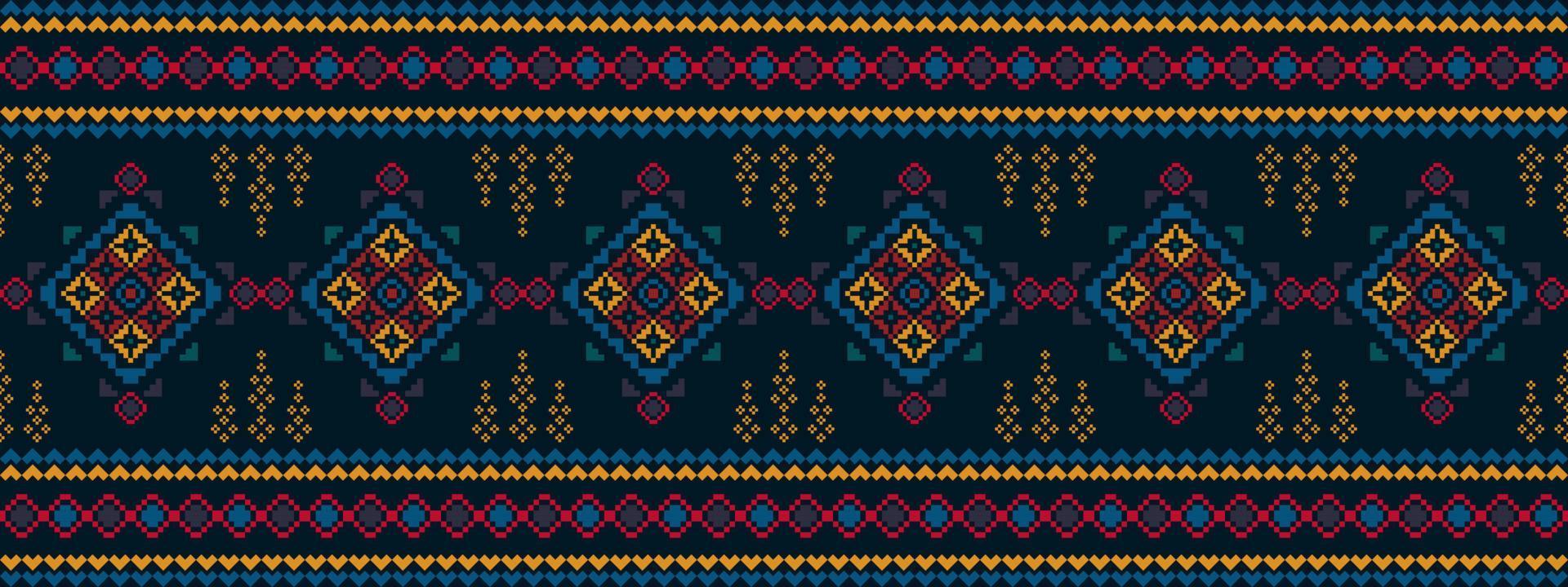 Diseño de decoración del hogar de patrones sin fisuras étnicos ikat. tela azteca alfombra boho mandalas textil decorar papel tapiz. motivo nativo tribal bordado tradicional vector fondo ilustrado