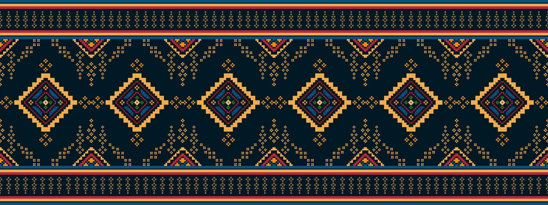 Diseño de decoración del hogar de patrones sin fisuras étnicos ikat. tela azteca alfombra boho mandalas textil decorar papel tapiz. motivo nativo tribal bordado tradicional vector fondo ilustrado