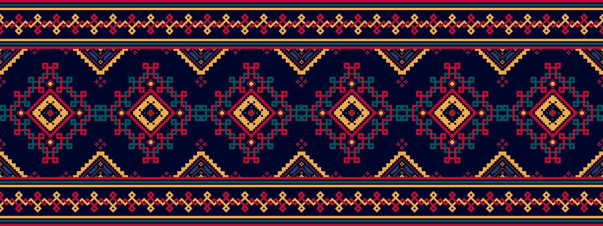 Diseño de decoración del hogar de patrones sin fisuras étnicos ikat. tela azteca alfombra boho mandalas textil decorar papel tapiz. motivo nativo tribal bordado tradicional vector fondo ilustrado