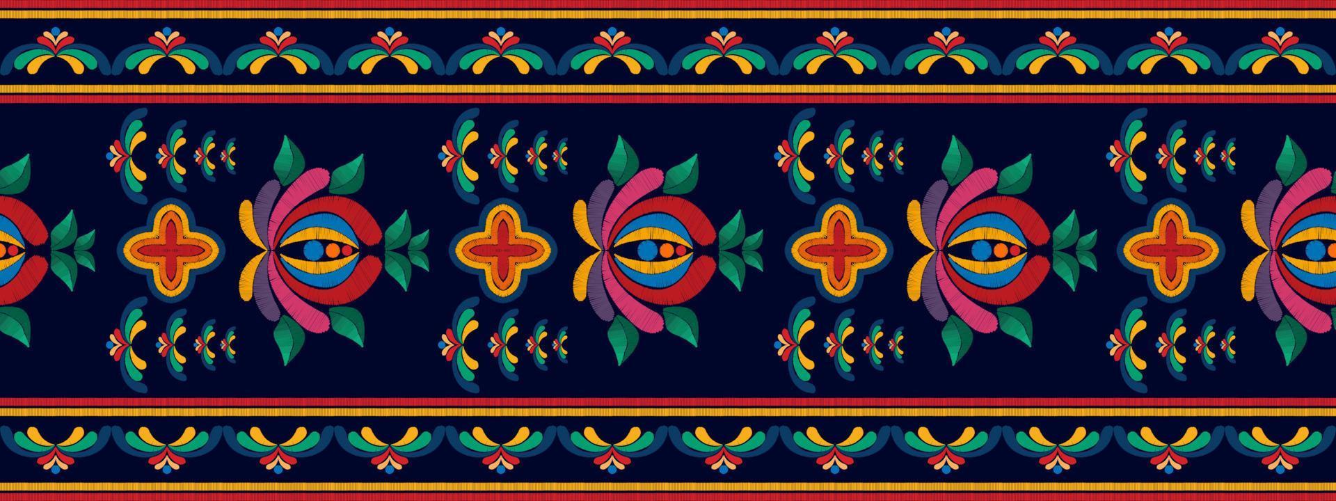 Diseño de decoración del hogar de patrones sin fisuras étnicos ikat. tela azteca alfombra boho mandalas textil decorar papel tapiz. motivo nativo tribal bordado tradicional vector fondo ilustrado